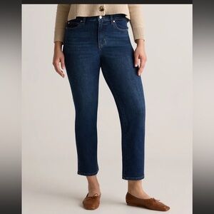 QUINCE Jeans Dark Blue Sz 28  organic cotton highrise straight inseam 26